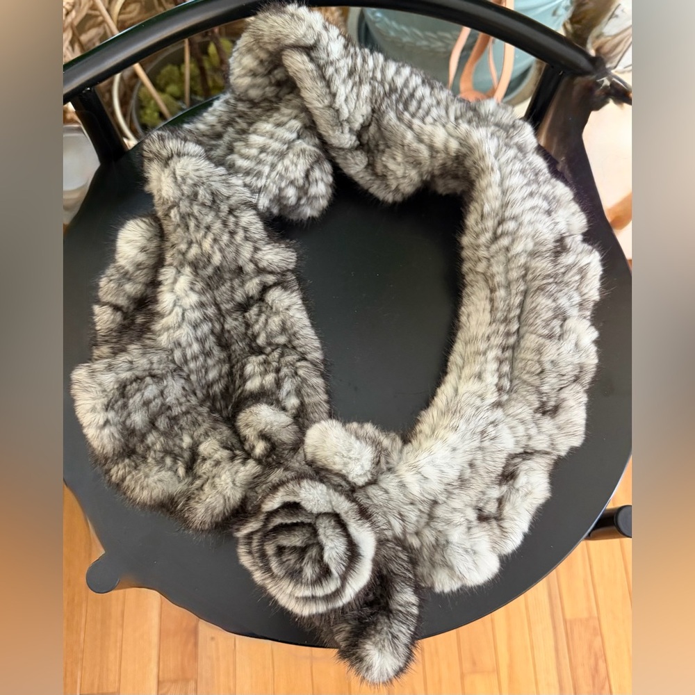 Real fur wrap pull through scarf